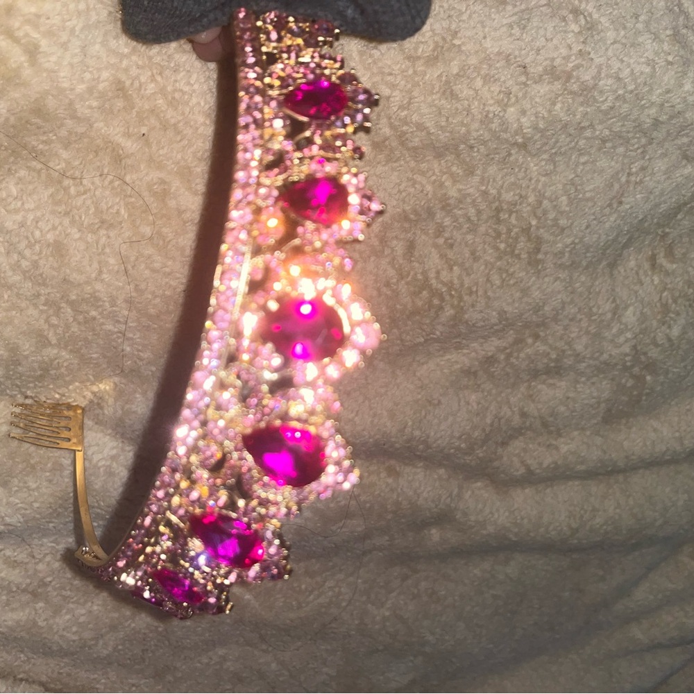 Elegant Pink and Gold Jeweled Headband